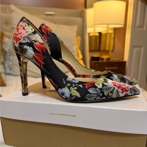 Jessica Simpson Black Floral Heels